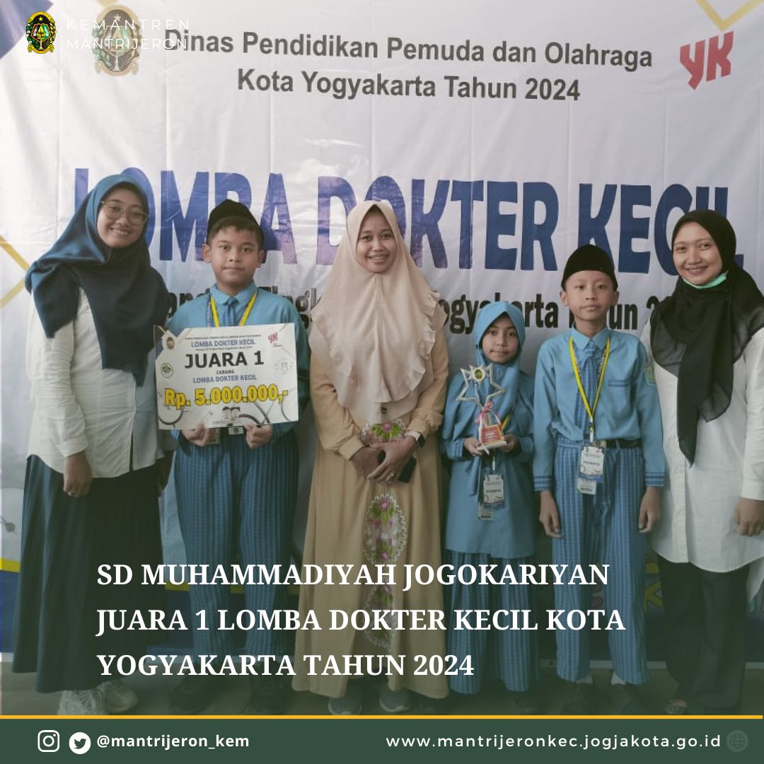 SD Muhammadiyah Jogokariyan Meraih Juara 1 Mewakili TP UKS Kemantren Mantrijeron dalam Lomba Dokter Kecil Tingkat Kota Yogyakarta